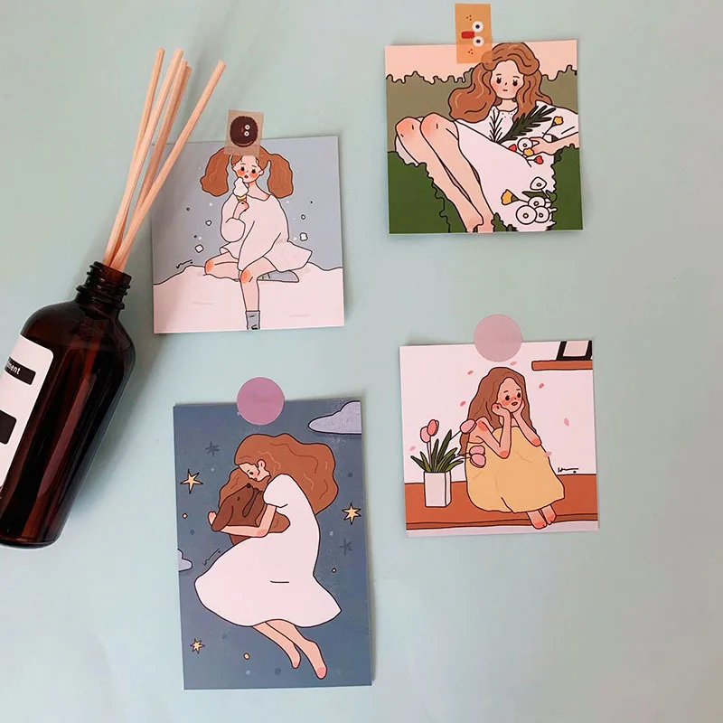 SIXONE Ins 8 комплектов милых девушек творческие декоративные открытки открытка