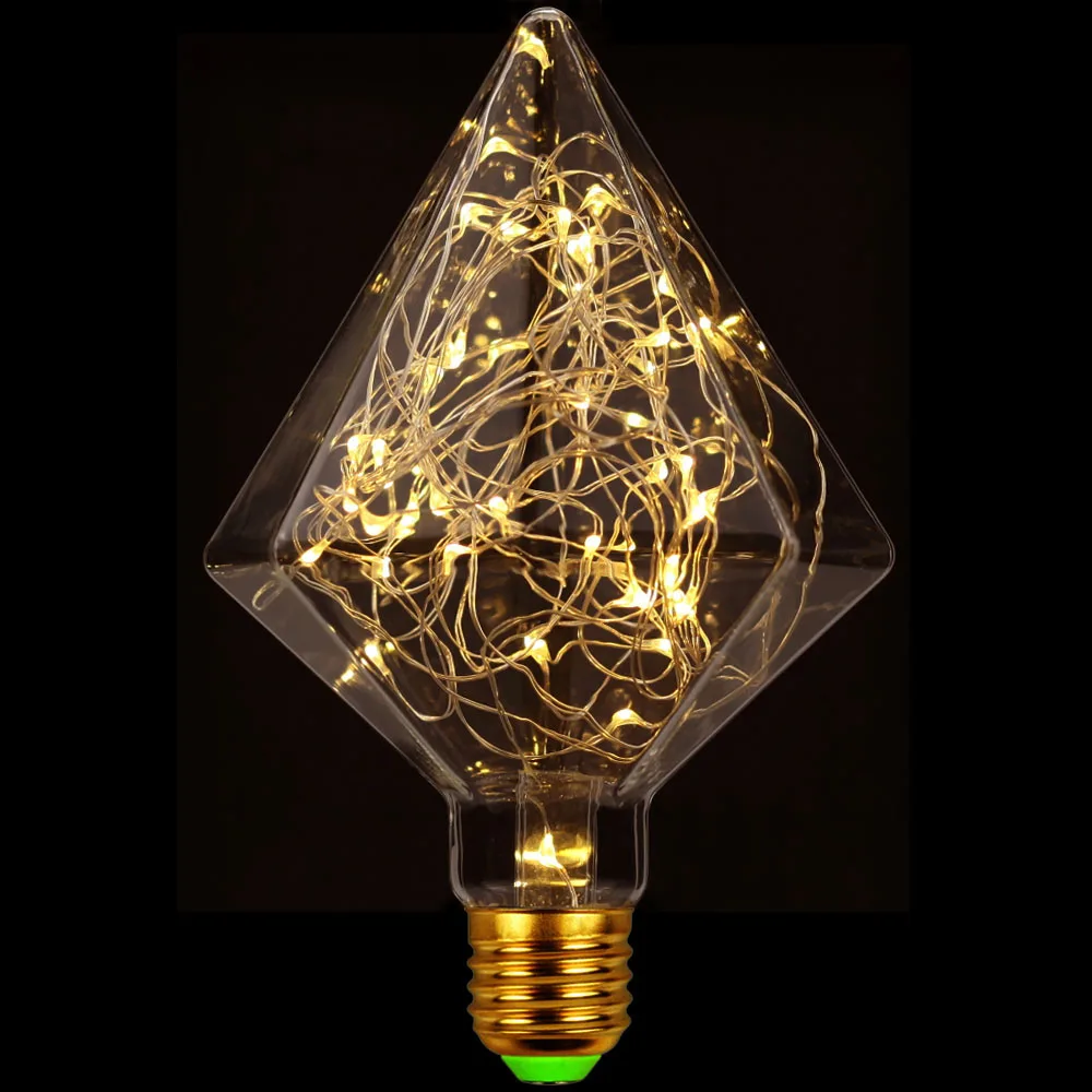 

TIANFAN Led Bulbs Vintage Style Edison Bulb Pyramid 3W Copper Wire Firework 220/240V E27 RGB Warm White Decorative Light Bulbs