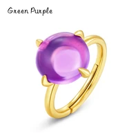 925 sterling silver rings for women synthetic amethyst solitaire gemstone candy series engagement fine adjustable rings 2021 new