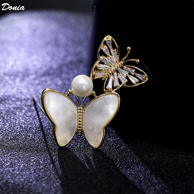 

Donia Jewelry New Fashion shell butterfly brooch scarf buckle coat accessories pin luxury AAA zircon accessories
