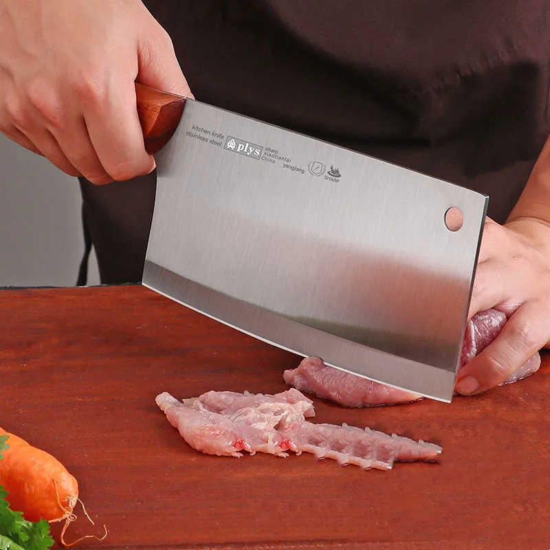 Stainless Steel Kitchen Knife Household Wooden Handle Slicing Set Chopping Cleaver Chef Super Sharp Meat | Дом и сад