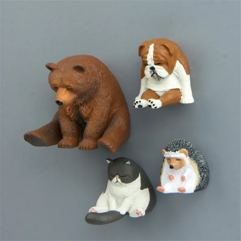 

Fridge Magnets 3D Sleeping Bulldog Bear Hedgehog Cat Keychain Decal Art Stickers Room Magnetic Home Decor DIY Wall Decoration