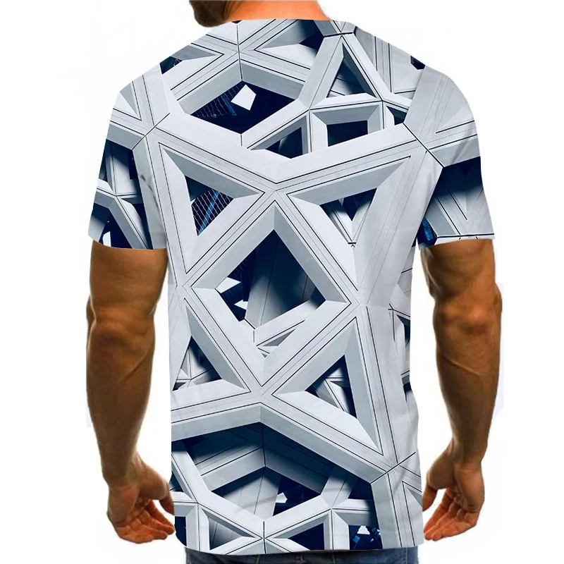 

Men Graphic T Shirts Round Neck 3D Print Short Sleeve Daily Tops White Tees