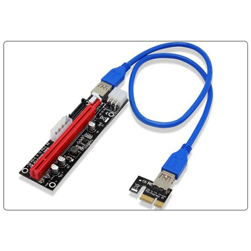 VER103C 3 in 1 LED Riser Power PCI-E Card 4Pin 6Pin Sata 15PIN PCI Express 1X to 16X Extension Cable for Bitcoin | Компьютеры и офис