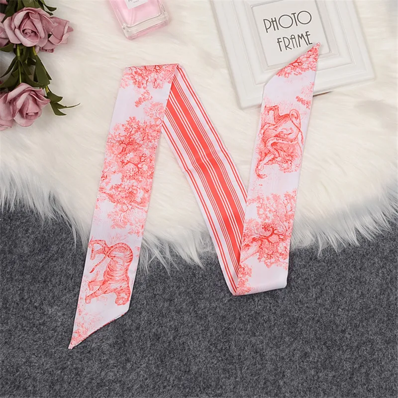 1 Роскошный брендовый шарф с тропическими растениями и бабочками, женские обтягивающие шелковые шарфы, дизайн, повязка на голову - Цвет: 1