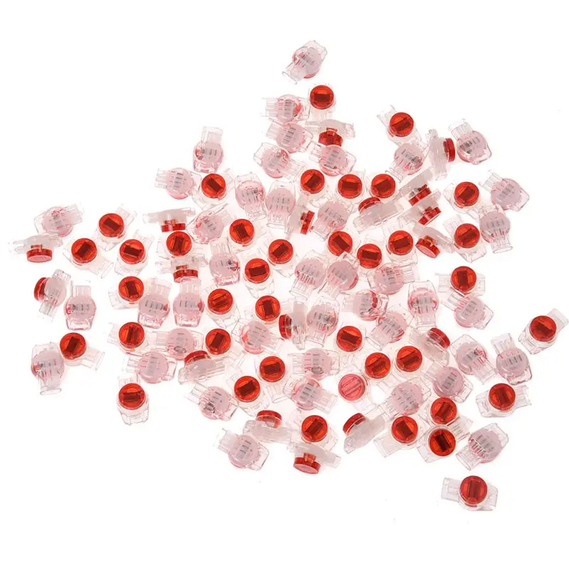 100 Pcs Data Phone Wire Butt Splice 3 Ports UR Connectors Red Clear | Обустройство дома