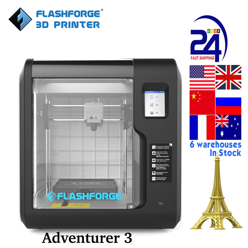 Bestellen Flashforge Adventurer 3 Hohe Präzision 3D Drucker Mit Webcam Feed-off Erinnerung Auto Nivellierung Wolke Druck DIY Impresora 3d