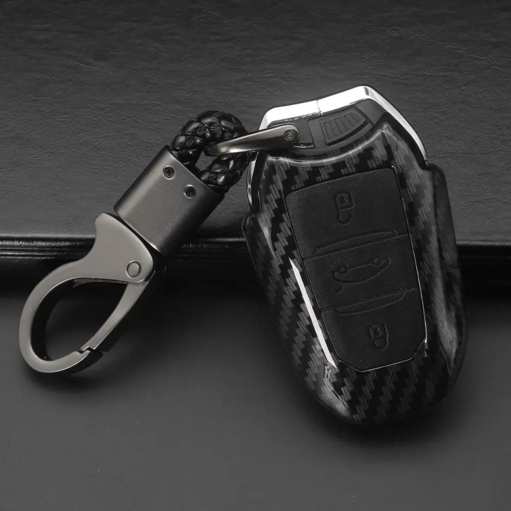 A-black 3 кнопки силиконовый карбоновый автомобильный чехол для ключей чехол для Citroen C4 кактус C5 C3 C6 C8 Picasso Xsara для peugeot 3008 308 RCZ 508 - Название цвета: A-black