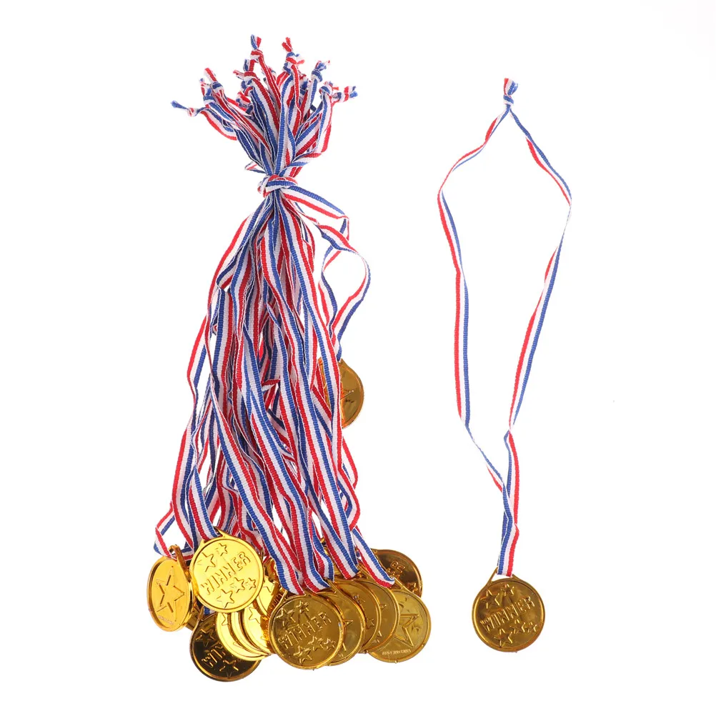 

Новое поступление 20 шт./лот Золотые пластиковые медали-победители спортивный день сумка для вечевечерние призовые награды игрушки