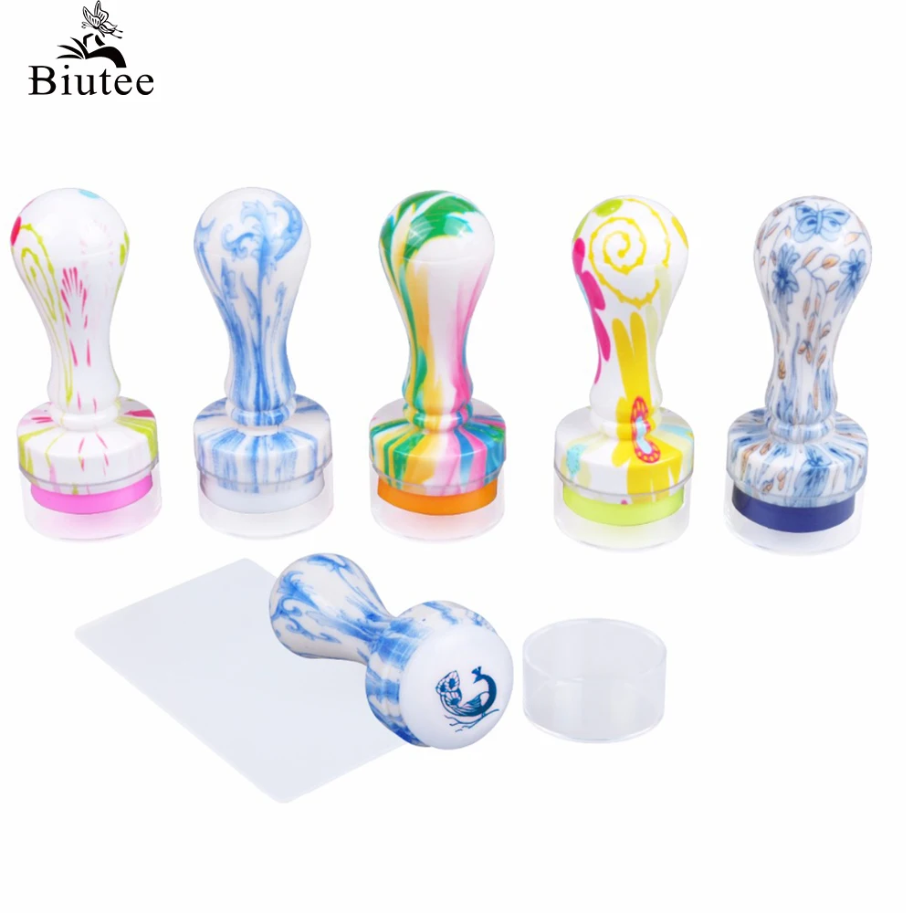 Biutee цветный штамп для ногтей стемпинг пластины стемпинга прозрачный скребок