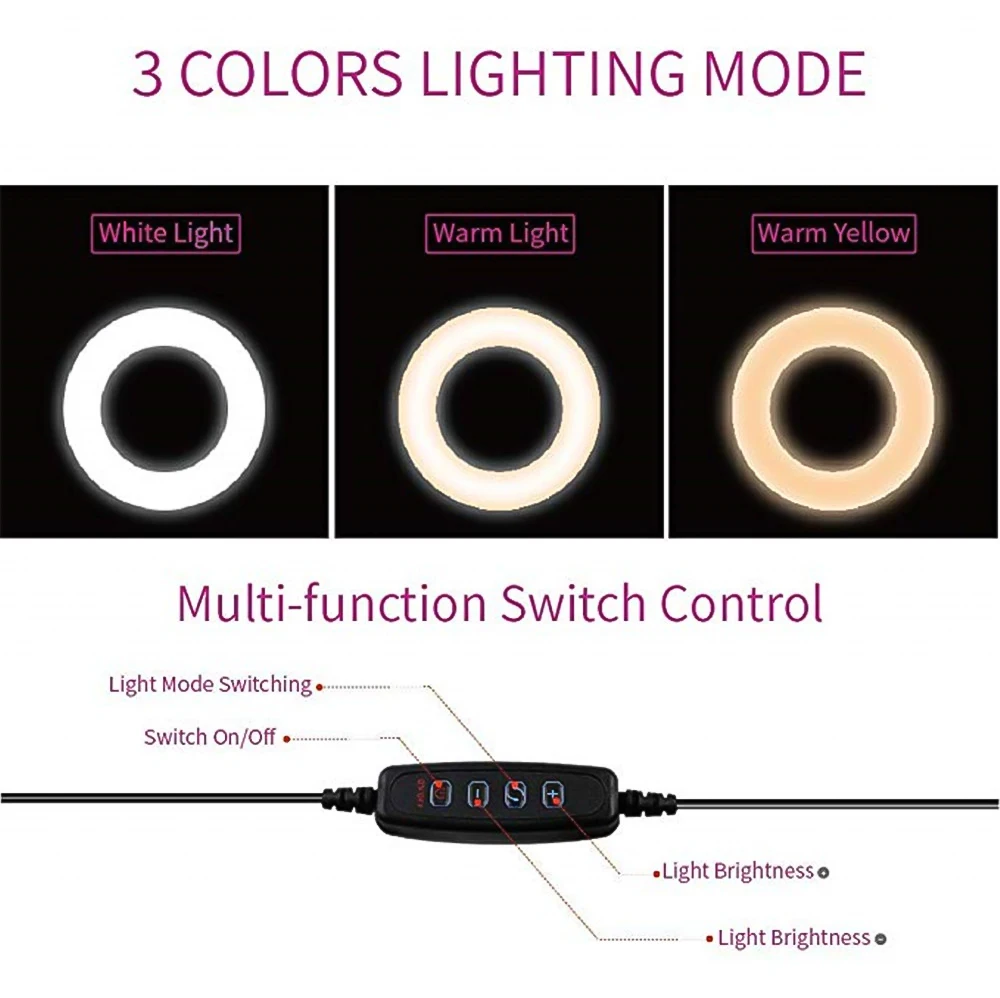 Кольцевой светильник Kebidu для селфи с беспроводным дистанционным держателем