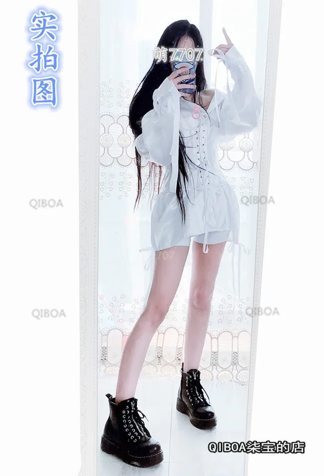 Рубашка женская с длинным рукавом пикантный жилет на шнуровке комплект из двух