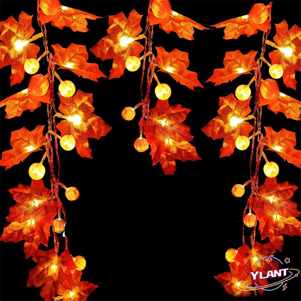 

4M 40leds Maple Leaves Fairy String Lights Halloween 3D Pumpkin Lights Lamp for Halloween Thanksgiving Fall Xmas Parties