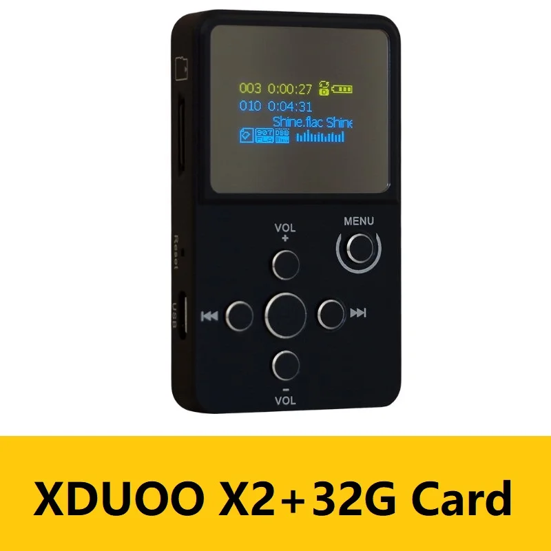 X2 and 32G Card XDUOO X2 MP3 HIFI цифровой музыкальный проигрыватель MP3 с oled-экраном TF слот корпус из алюминиевого сплава Поддержка WMA APE FLAC WAV - Цвет: X2 and 32G Card