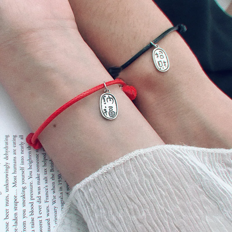 La Monada 925 Sterling Silver Bracelet Chinese Charm Couple Red Rope Thread Line Bracelets For Women Men | Украшения и аксессуары