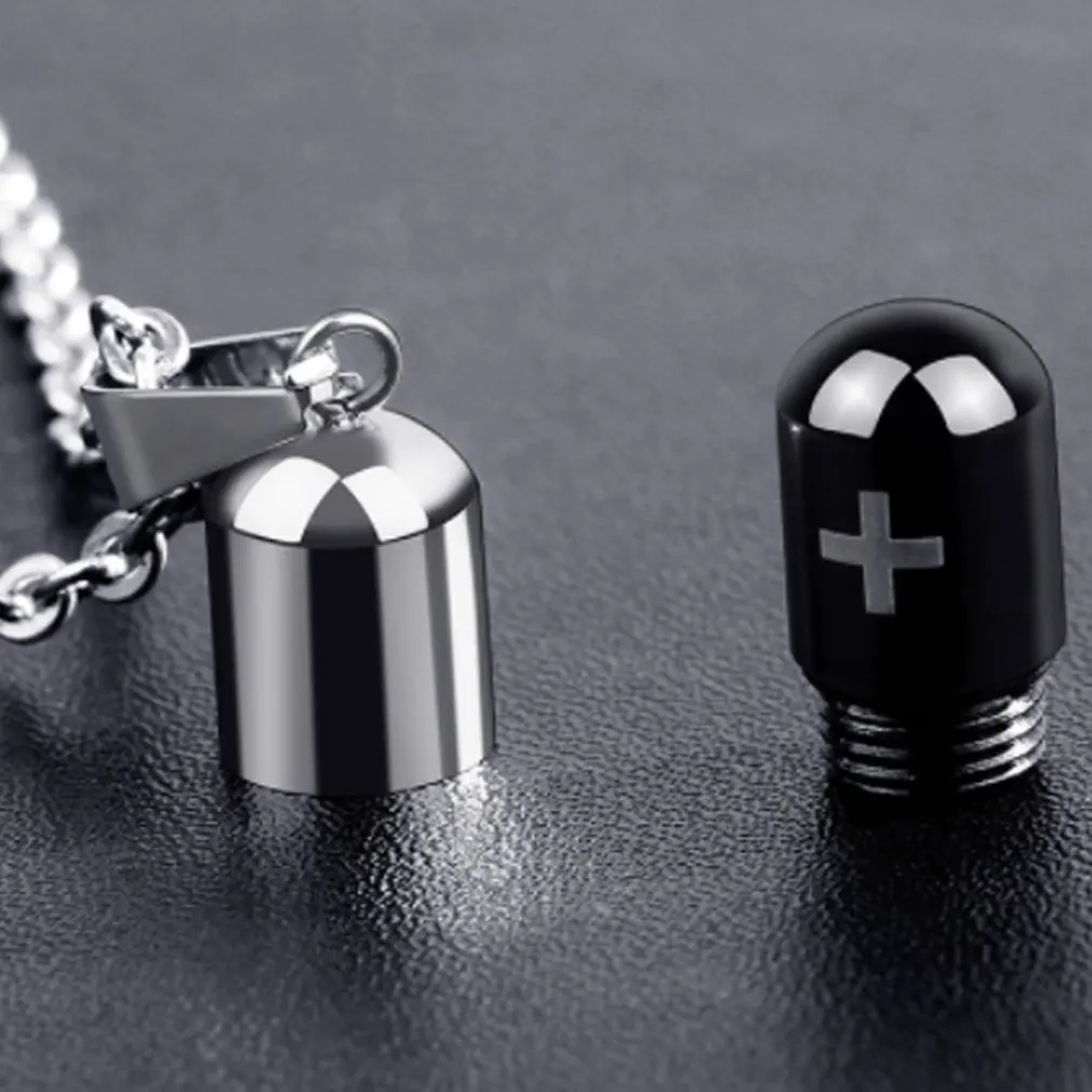 Ожерелье с кулоном Pill Cross ожерелье из титановой стали для влюбленных в капсулу