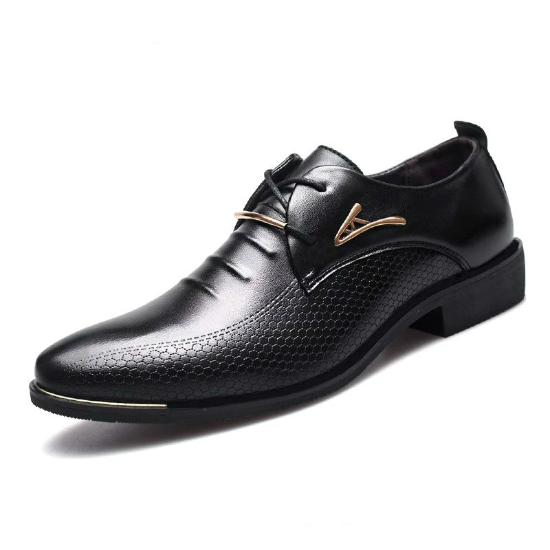 

Luxury Brand Classic Man Pointed Toe Dress Shoes Mens Pu Leather Black Wedding Shoes Male Oxford Formal Shoes Plus Size