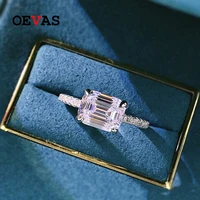 oevas 100 925 sterling silver 79mm square high carbon diamond rings for women sparkling wedding party fine jewelry wholesale