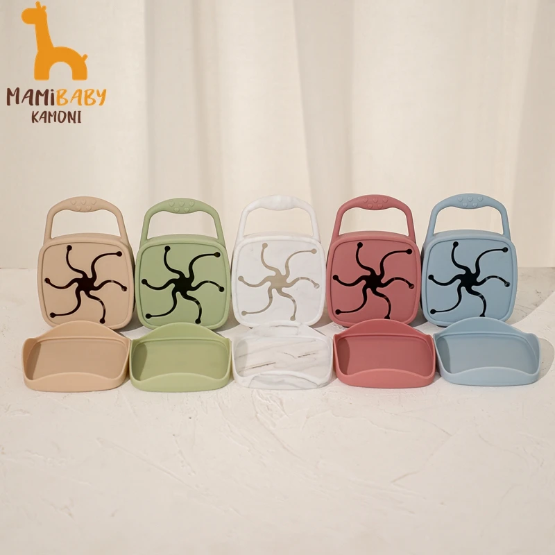 

Baby Foldable Feeding container Cups Baby Drinkware Silicone 5 Colors Snack Cup For Toddlers Kids Silicone Cup box with lid