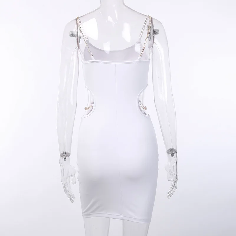 

TRODEAM New Sexy Bodycon Bandage Women Dress Spaghetti strap Sleeveless Hollow Out Short Dress Low-Cut Club Party Dress vestidos