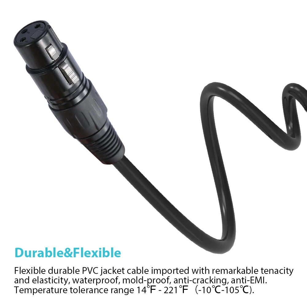 ammoon 1M/2M 4/8PCS XLR Cable DMX Stage Light 3-Pin Male to Female Plug Black PVC Jack for Microphone Mixer | Спорт и развлечения