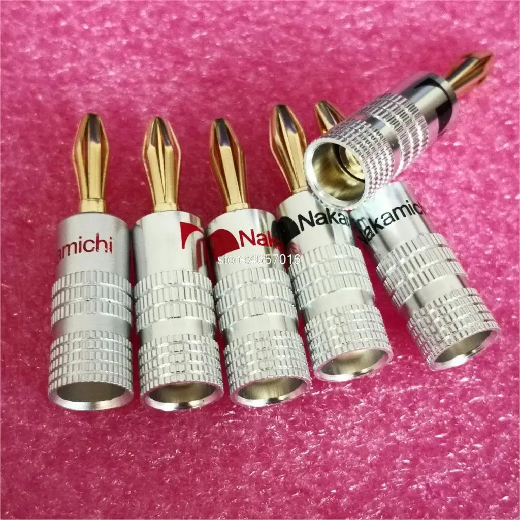 Новый Тип 4 мм Nakamichi штекер банана для видео 24 К позолоченный динамик медный