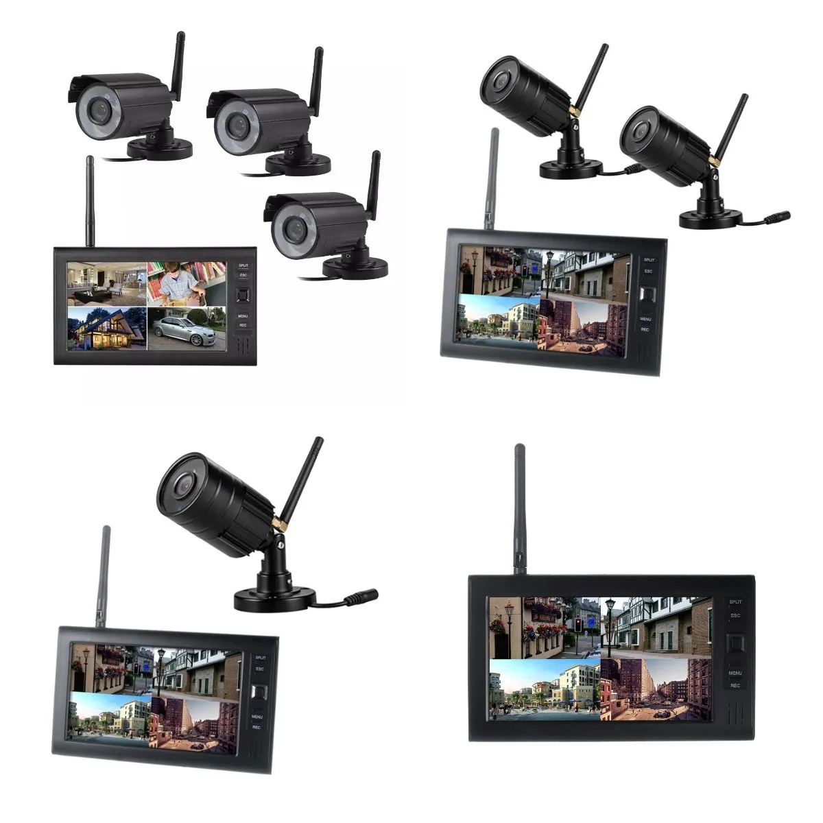 

Система видеонаблюдения с 3 камерами и ЖК-дисплеем 7 дюймов, 2,4 ГГц