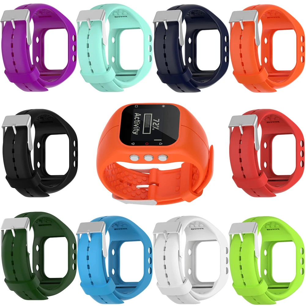 Сменный силиконовый браслет для умных часов Polar A300 черный белый оранжевый