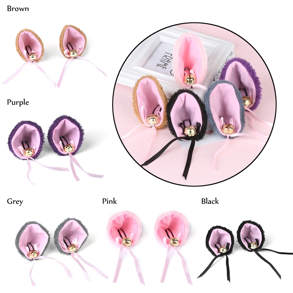 1 пара плюшевых пушистых заколок из искусственного меха с кошачьими ушками на