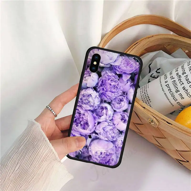 

Elegant Pink Purple Peony Flower luxury design Phone Case shell for iPhone 11 12 pro XS MAX 8 7 6 6S Plus X 5S SE 2020 XR