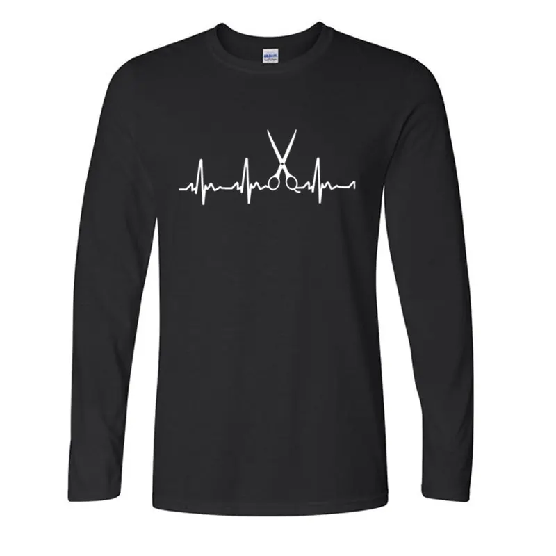 

Autumn and winter Clothing Hairdresser T Shirts Men Cool Hair Printed Shirt Long Sleeve Cotton Barber T-shirts Tops More Size