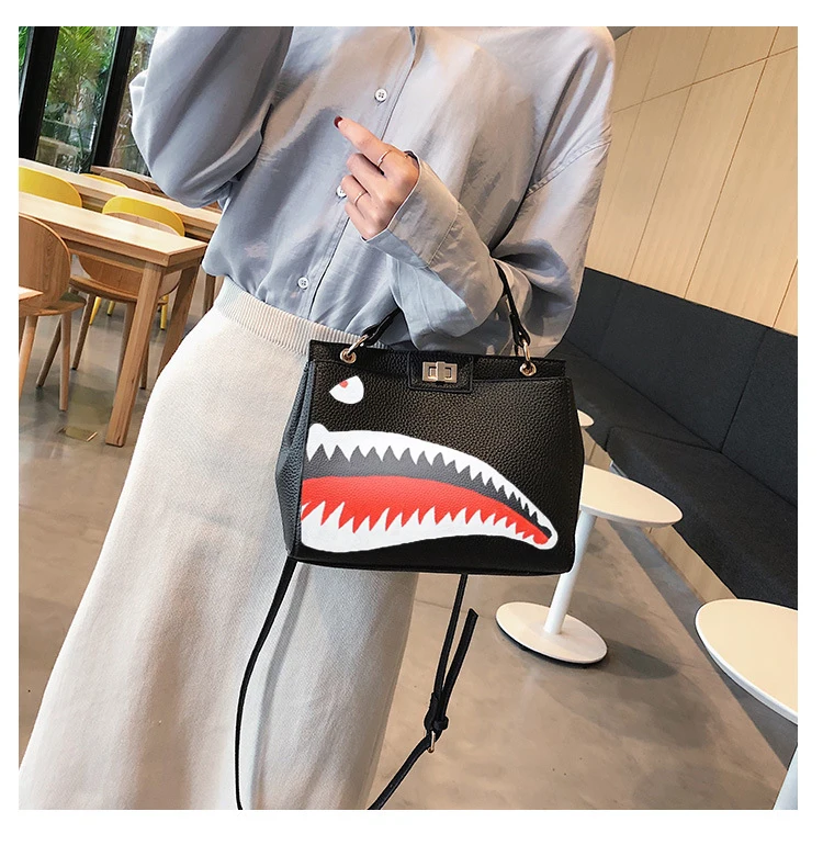 2019 граффити акула рот унисекс сумка через плечо большой емкости портативные