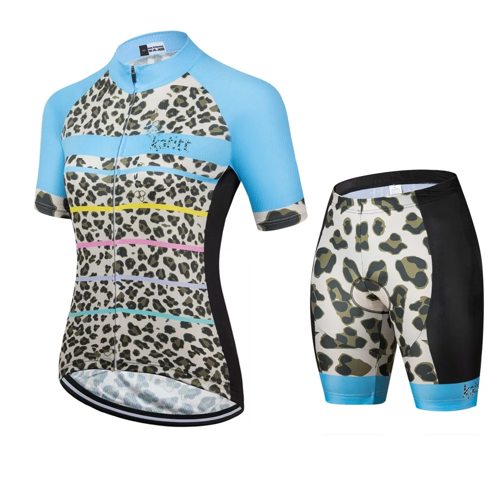 

Kafitt Women's Sexy Domineering Leopard Short Cycling Jersey Sets Bike Clothing MTB Ropa Ciclism Bicycle Wear Quick Drying Tops
