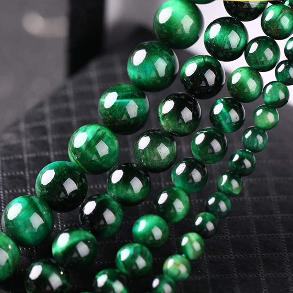 

2020 Green Tiger Eye Stone Round Beads Strand for Man Wonem Jewelry Making Natural Stone Beads DIY Bracelet Necklace Loose Beads