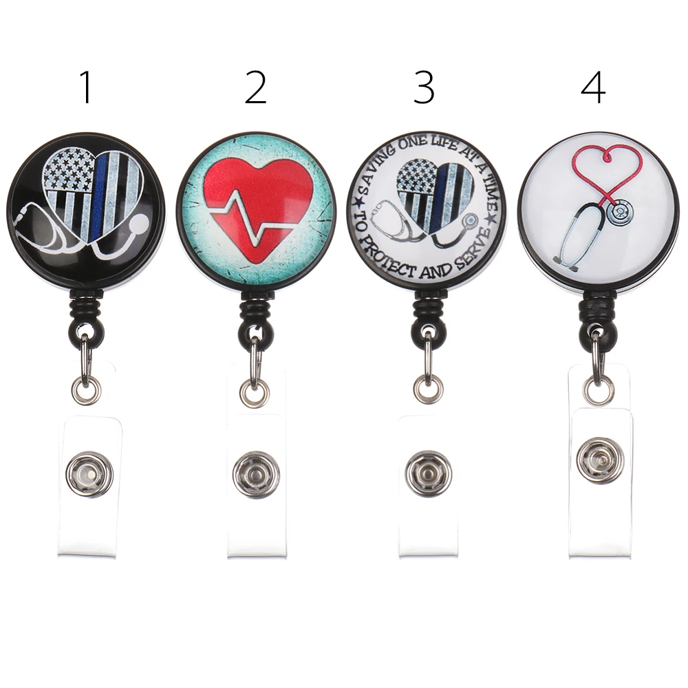 1 шт. милый выдвижной значок в форме сердца держатель для удостоверения личности