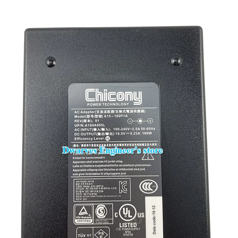 Натуральная A15 180P1A A17 180P4A 19 5 V 9.23A 180W адаптер переменного тока для CLEVO P950HR N850HP6 MSI GS63VR