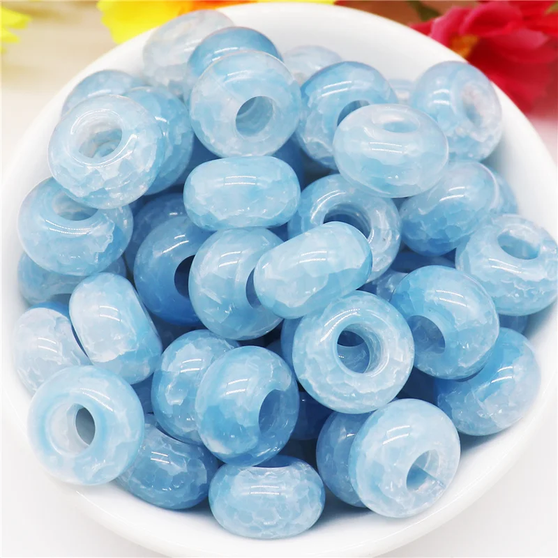 

10Pcs Assorted Color Cracked European Large Hole Spacer Beads Assortments Charm Beads Supplies for Necklace Bracelets Jewelry
