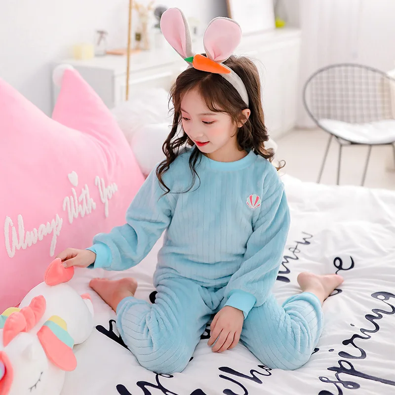 

[Special] Korean-style Childrenswear Girls Home Service Crew Neck Set zhong da tong Thermal Clothes