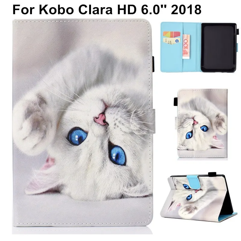 Милый кавайный Котик с бабочкой для Kobo Clara HD чехол ультра тонкий магнитный