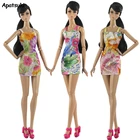 Летние сексуальные наряды, Платья с цветочным принтом, Одежда для куклы BJD 16, вечерние платья для куклы Барби, цельнокроеное платье для 1:6, игрушки куклы