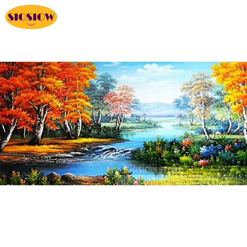 Алмазная 5d картина сделай сам пейзаж лес в осеннем стиле 3d вышивка крестиком