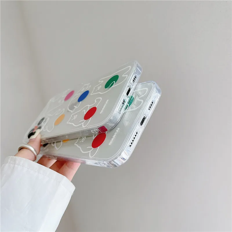 

Creative cartoon fun bear transparent Phone case for iphone 12 11 pro max mini X XR XS MAX 7 8 Plus SE2 silicone soft cute cover