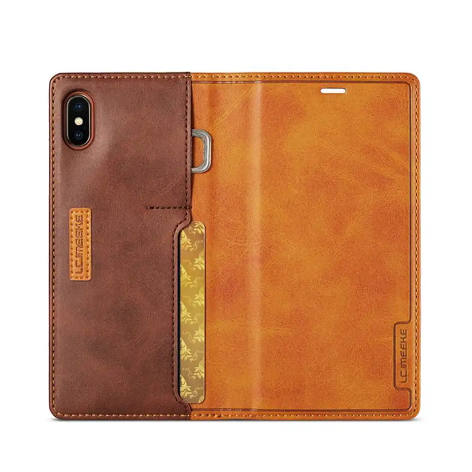 Роскошный кожаный флип-чехол смешанных цветов для IPhone X XS XR XS Max Phone Чехол для iPhone 6 6s 7 8 Plus, чехол-кошелек