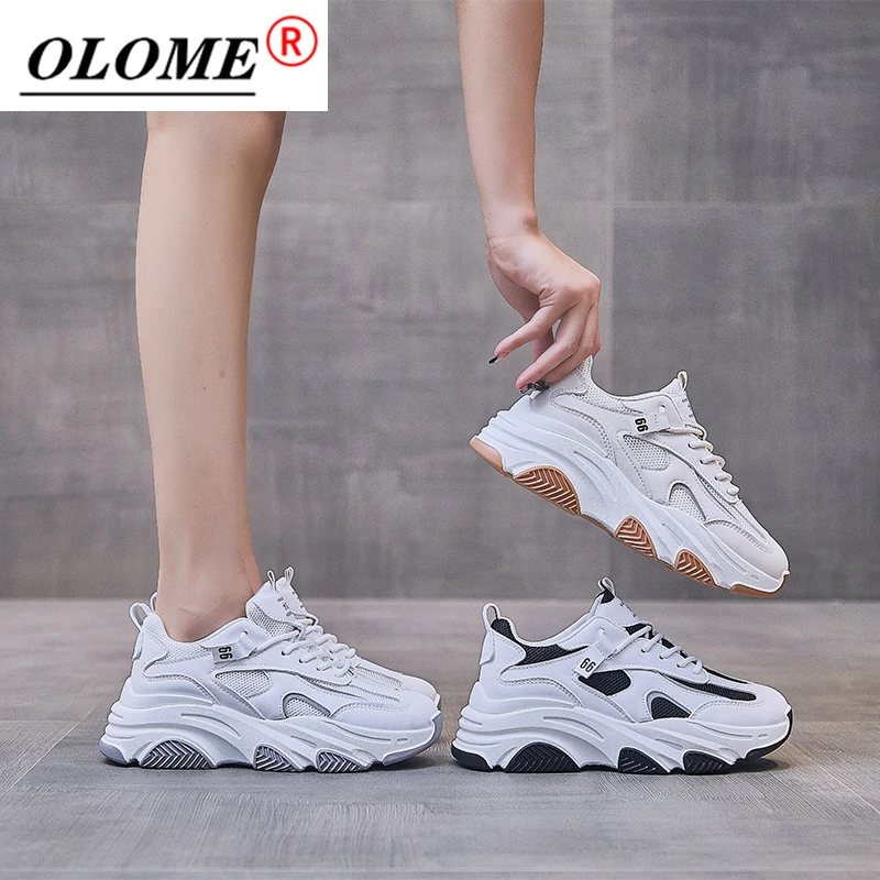 

2021 Fall Women's Breathable Mesh Sneakers Lace-up Casual Shoes Thick-soled Vulcanized Shoes Women's Shoes