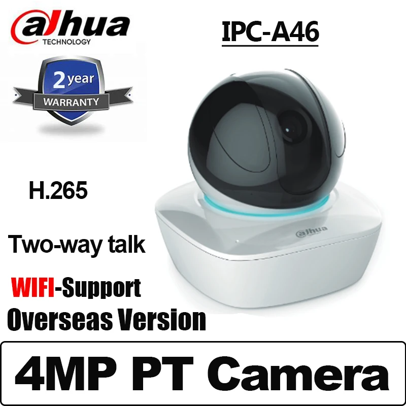 Dahua IPC A46 4 Мп Wi Fi PT камера 2K H.265 двусторонняя связь IR10m Easy4ip смарт Отслеживание Мини
