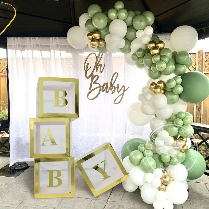 

120pcs Retro Bean Green Metallic Gold White Latex Balloon Garland Arch Wedding Birthday Party Decor Baby Shower Decorative