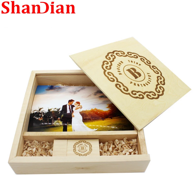 SHANDIAN деревянный фотоальбом Большой овальный usb + коробка флэш-накопитель U диск