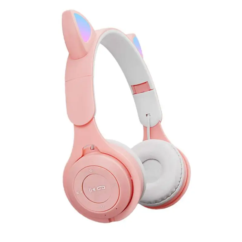 Verkauf Katze Ohr Headset Wireless Gaming Kopfhörer Stereo Unterstützung Tf Karte Hifi Intelligente Lärm Reduktion Faltbare Kopfhörer
