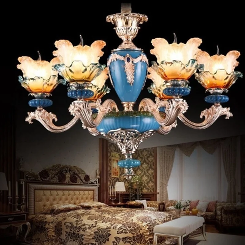 French ceramic painting chandelier living room dining bedroom retro atmosphere European style luxury crystal | Освещение