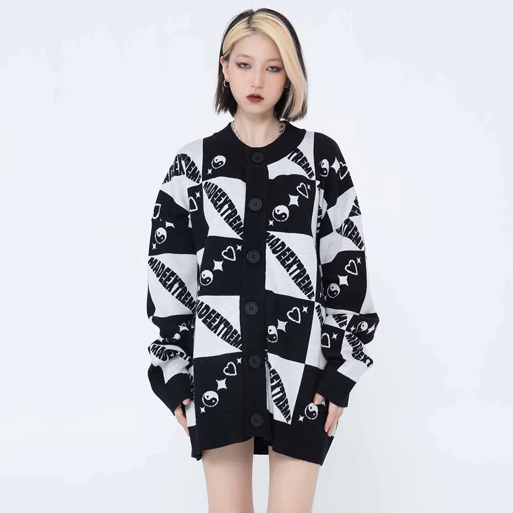 

Мужской однобортный свитер в стиле хип-хоп, с длинным рукавом